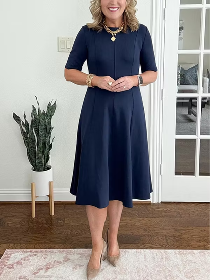 Lorette | Cinched Waist Half-Sleeve Midi Dress