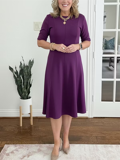 Lorette | Cinched Waist Half-Sleeve Midi Dress