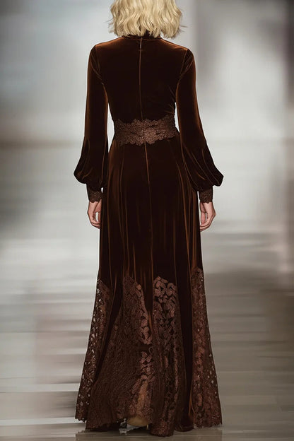 Wrenna | Lace Patchwork Balloon Sleeve Maxi Dress