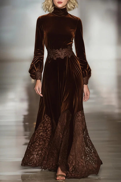 Wrenna | Lace Patchwork Balloon Sleeve Maxi Dress