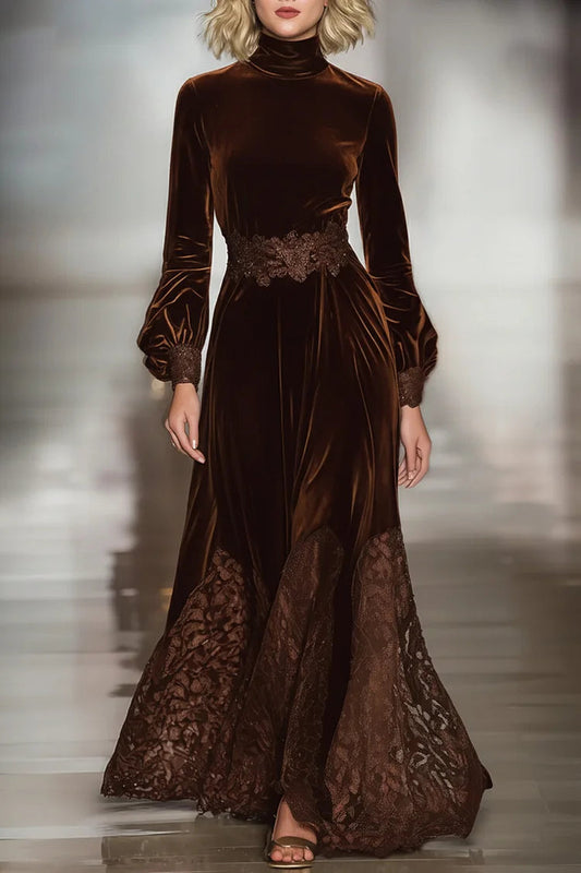 Wrenna | Lace Patchwork Balloon Sleeve Maxi Dress