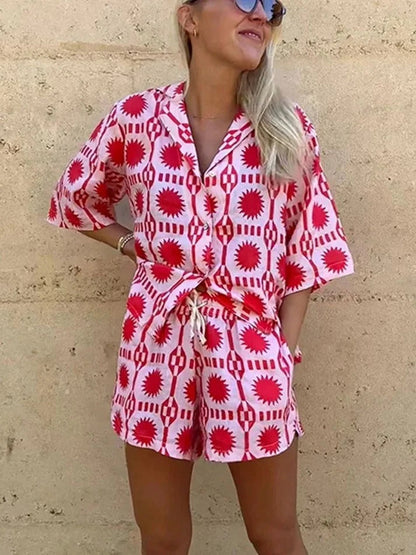Calista | Geo Print Shirt & Shorts Set