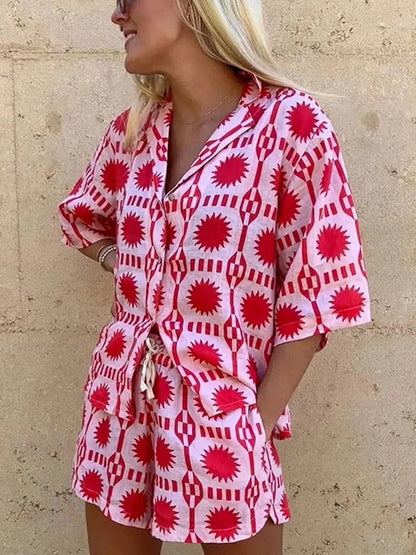 Calista | Geo Print Shirt & Shorts Set