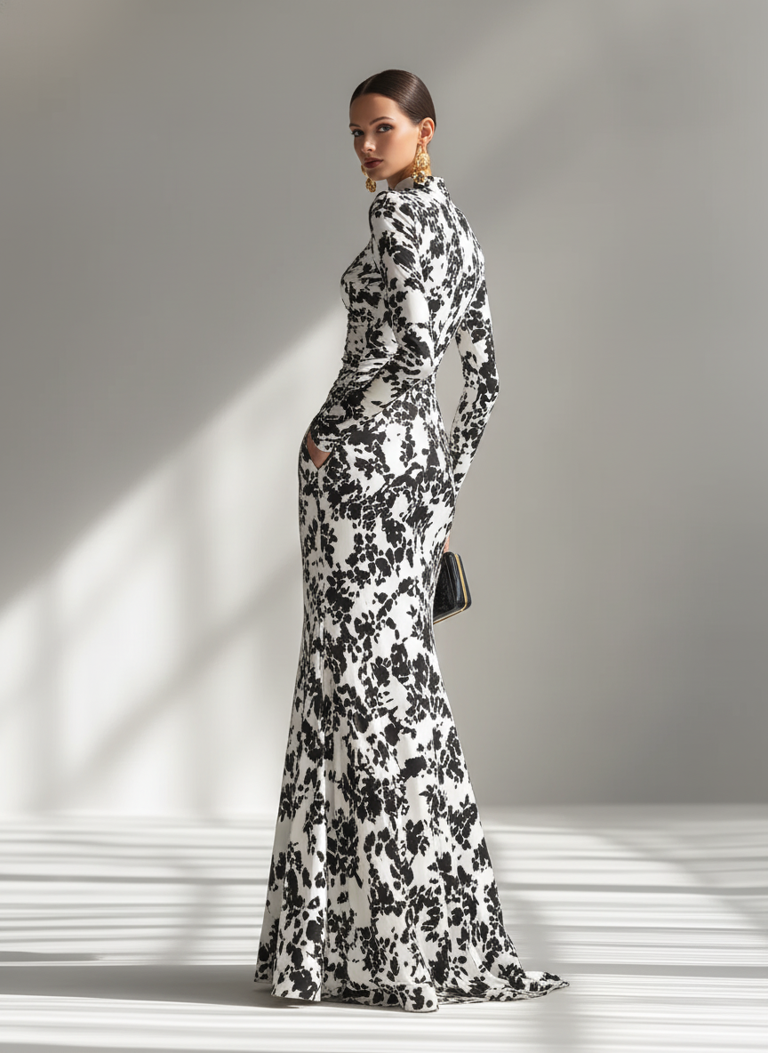 Corinne | High-Neck Floral Print Maxi Dress