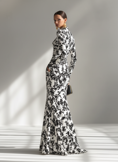 Corinne | High-Neck Floral Print Maxi Dress