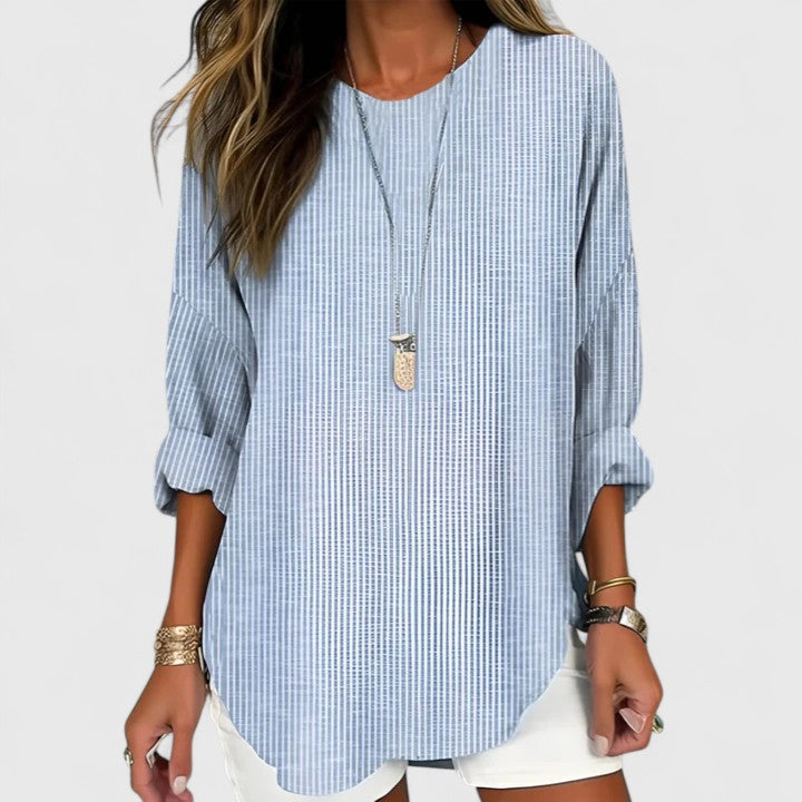 Annette | Striped Crew Neck Blouse