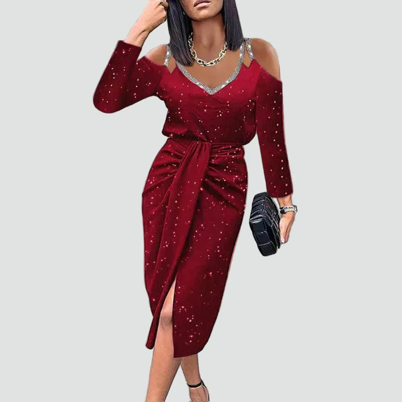 Celestine | V-Neck Lace Sleeve Midi Dress
