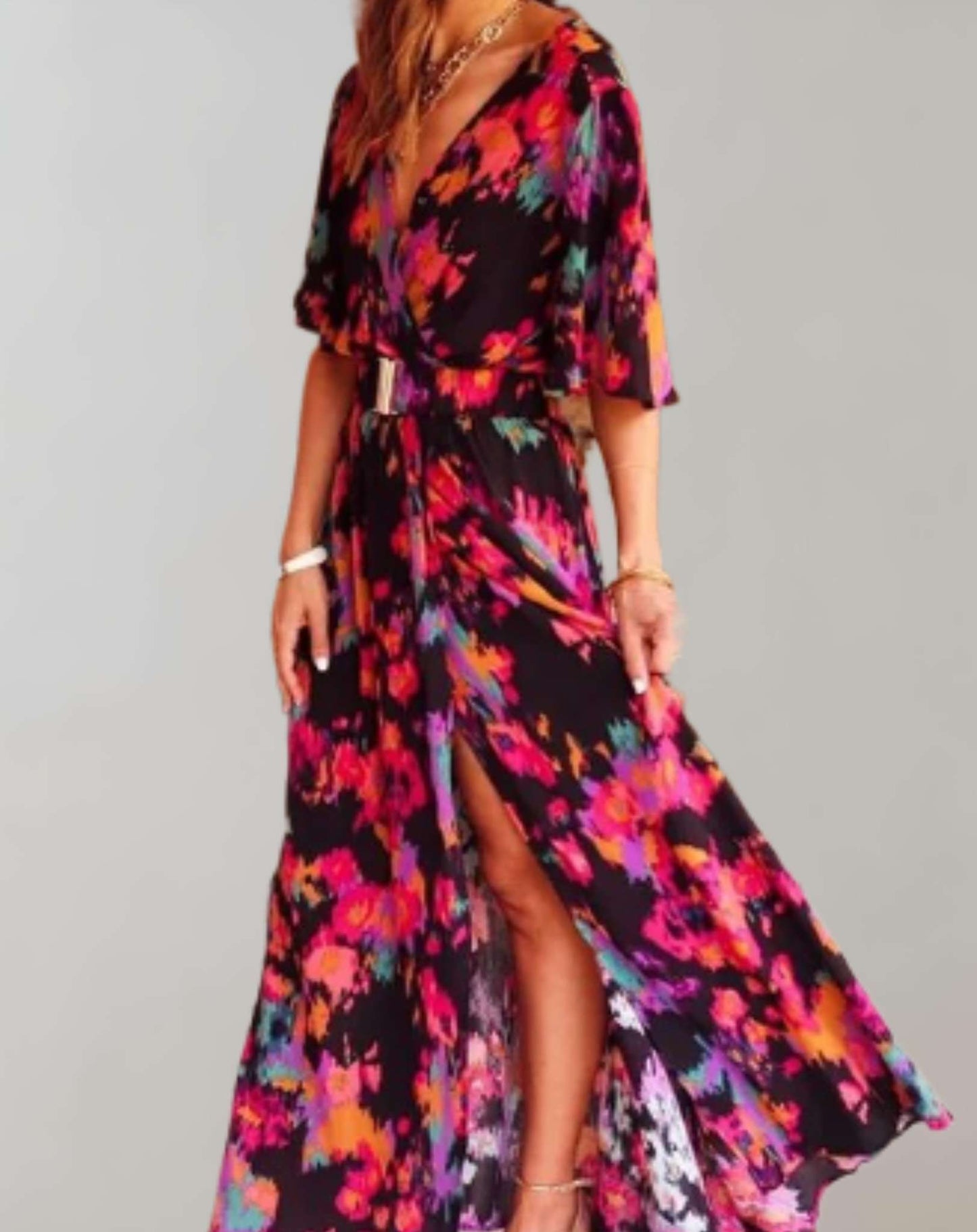 Nadia | Floral Boho Wrap Maxi Dress