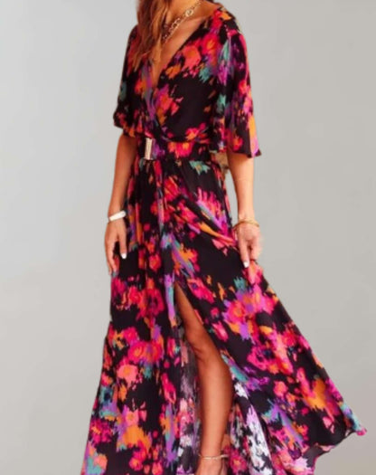 Nadia | Floral Boho Wrap Maxi Dress