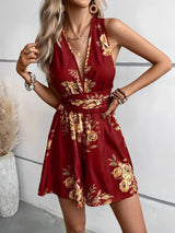 Narella | Floral Cross-Back Romper Dress
