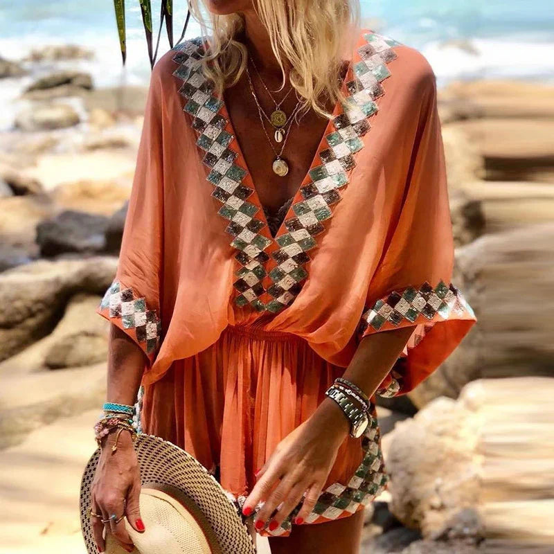 Maribel | Embroidered Boho Short Romper