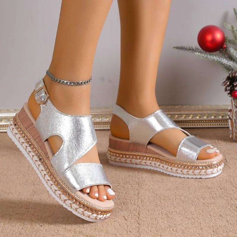 Sabina | Metallic Platform Sandals
