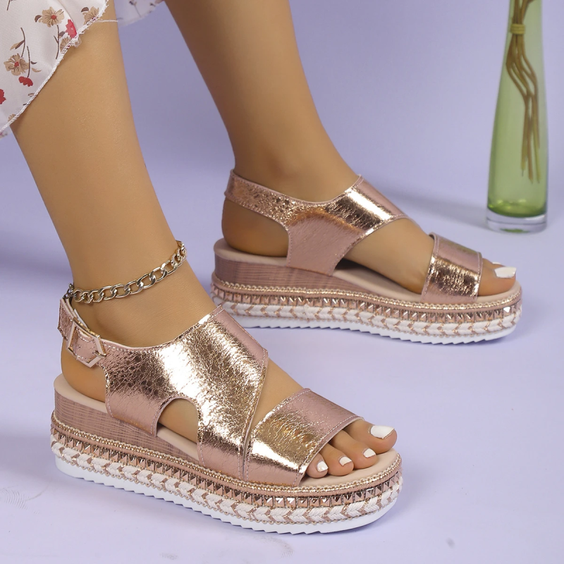 Sabina | Metallic Platform Sandals