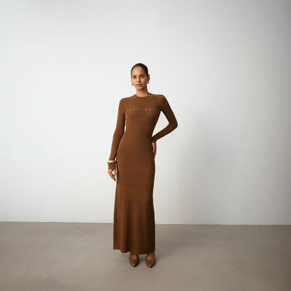 Brontë | Ribbed Knit Crew Neck Maxi Dress