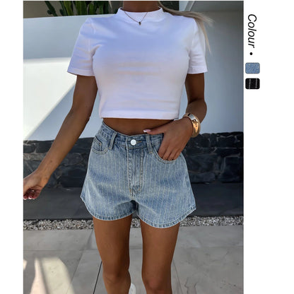 Carline | High-Waist Striped Shorts