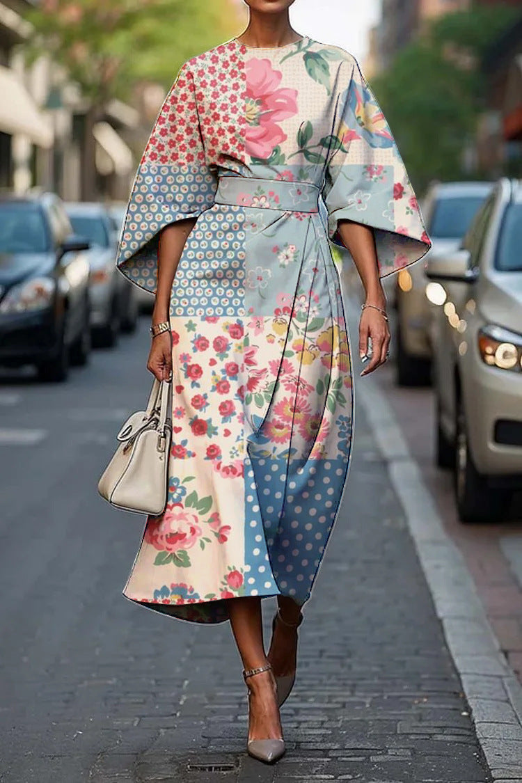 Wilda | Batwing Sleeve Draped Maxi Dress