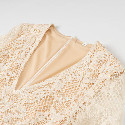 Vionetta | Deep-V Long Sleeve Lace Cocktail Dress
