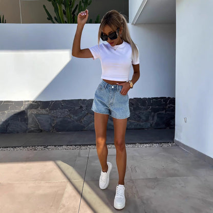 Carline | High-Waist Striped Shorts