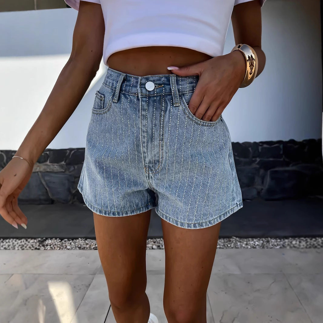 Carline | High-Waist Striped Shorts