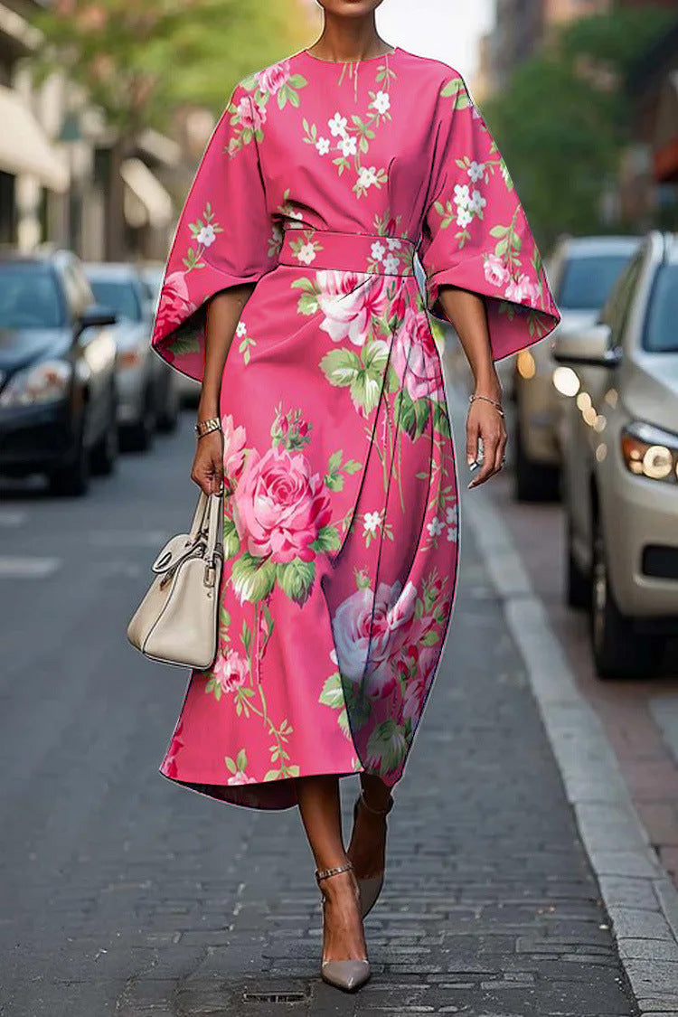 Wilda | Batwing Sleeve Draped Maxi Dress