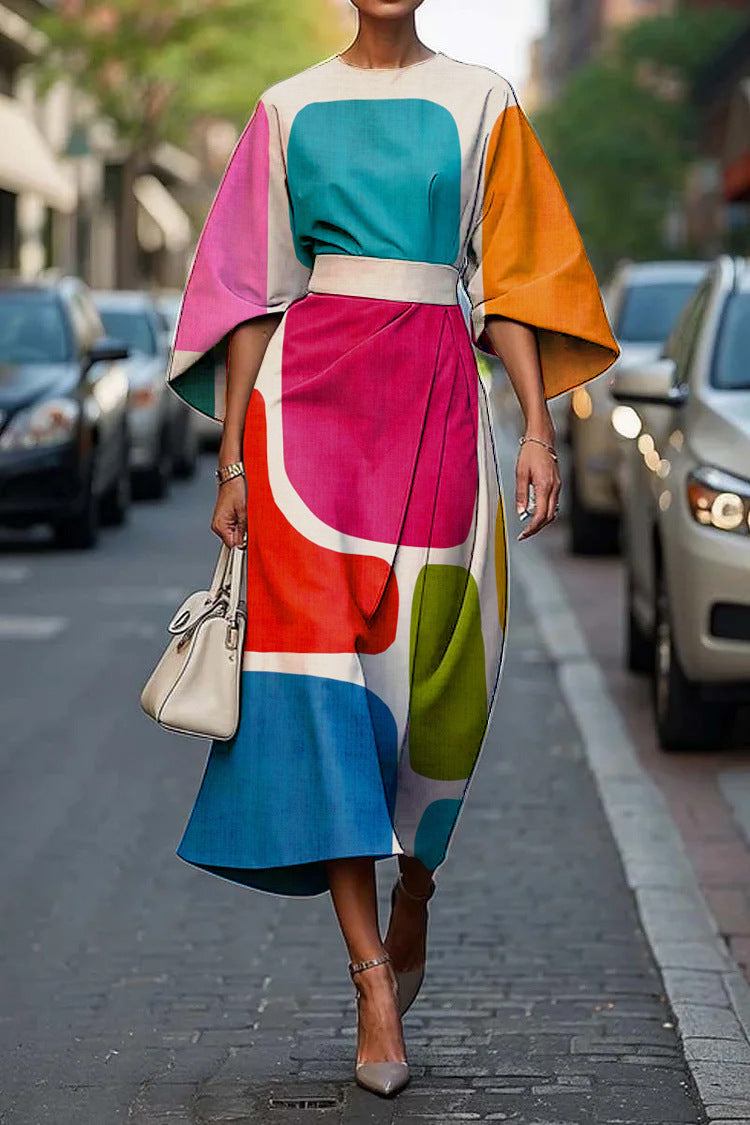 Wilda | Batwing Sleeve Draped Maxi Dress