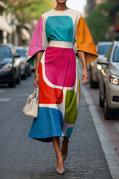 Wilda | Batwing Sleeve Draped Maxi Dress