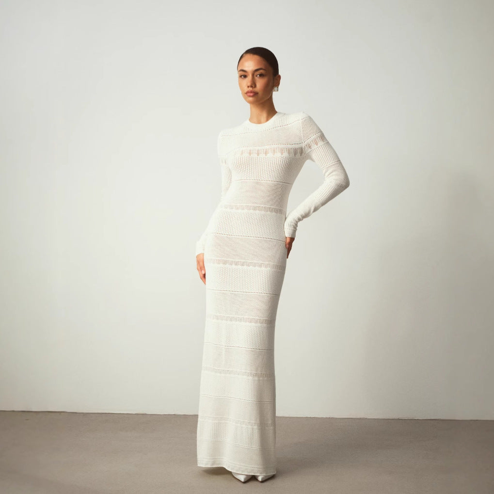 Brontë | Ribbed Knit Crew Neck Maxi Dress