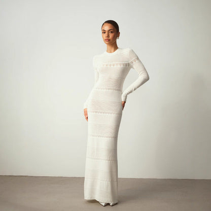 Brontë | Ribbed Knit Crew Neck Maxi Dress