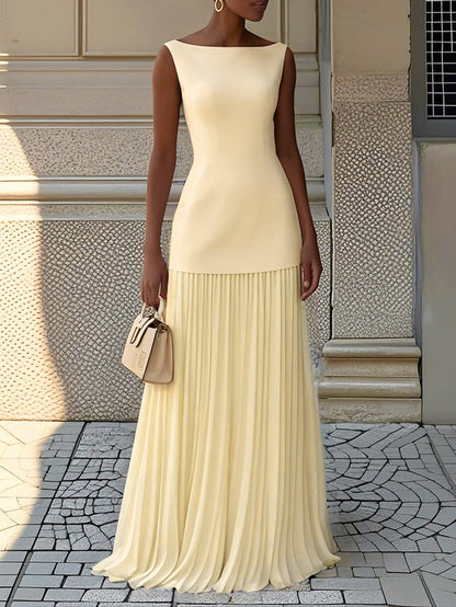 Rosalie | Sleeveless Pleated Evening Maxi Dress