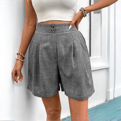 Justine | High-Waist Pleated Tailored Shorts
