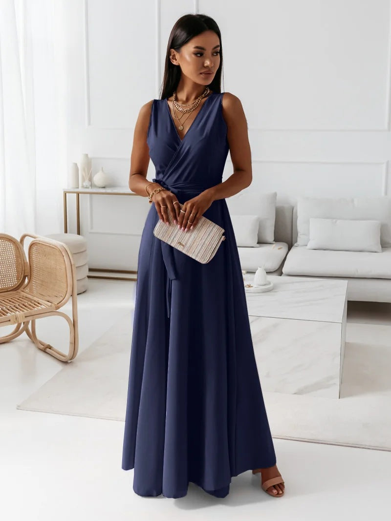 Antonella | Sleeveless Wrap Maxi Wedding Guest Dress