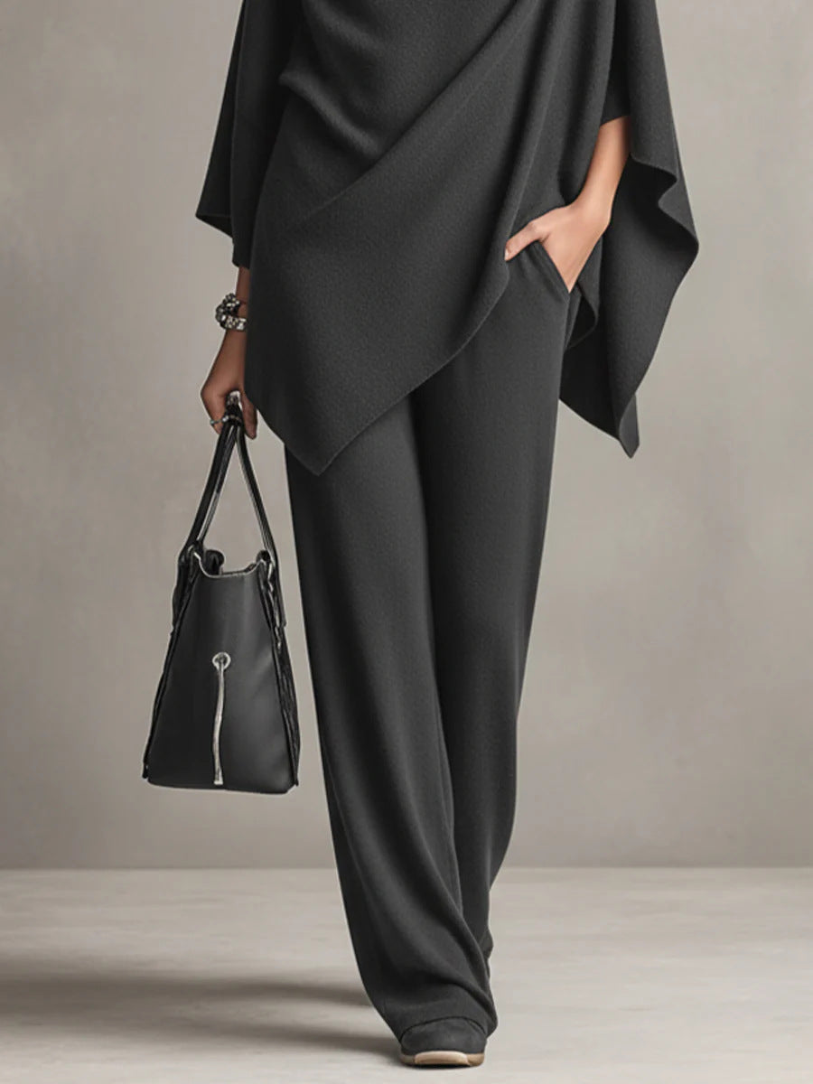 Naomi | Draped Top and Wide-Leg Trouser Set
