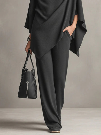 Naomi | Draped Top and Wide-Leg Trouser Set