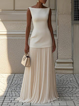 Rosalie | Sleeveless Pleated Evening Maxi Dress