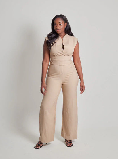 Nadia | Cinched Waist Wide-Leg Jumpsuit