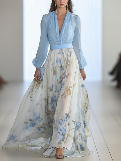 Mireva | Floral V-Neck Maxi Dress