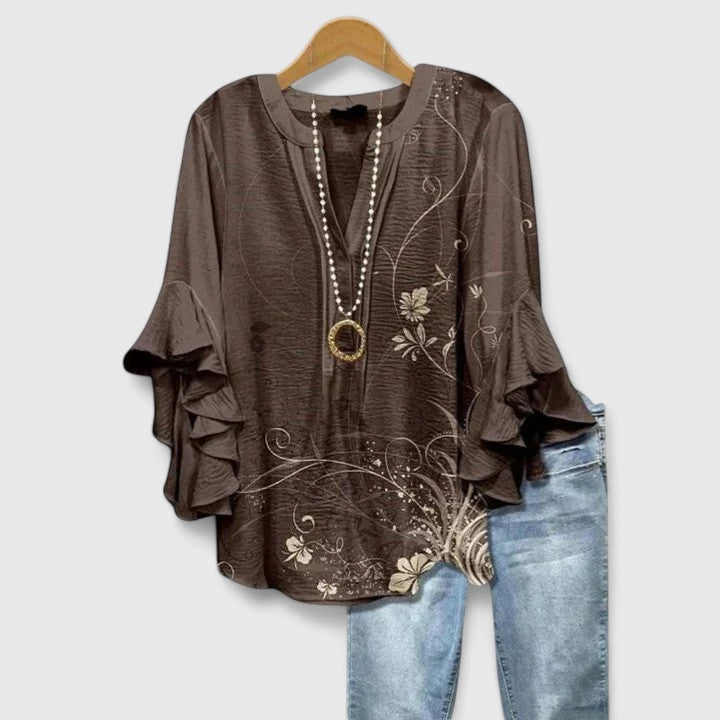 Solenne | Floral Ruffle Sleeve Blouse