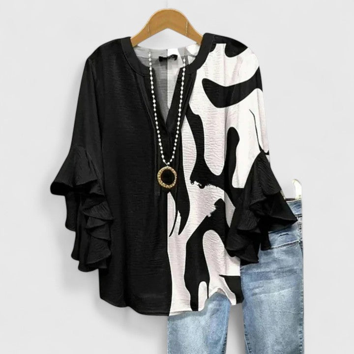 Solenne | Floral Ruffle Sleeve Blouse