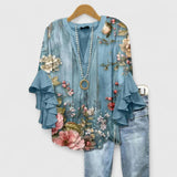 Solenne | Floral Ruffle Sleeve Blouse