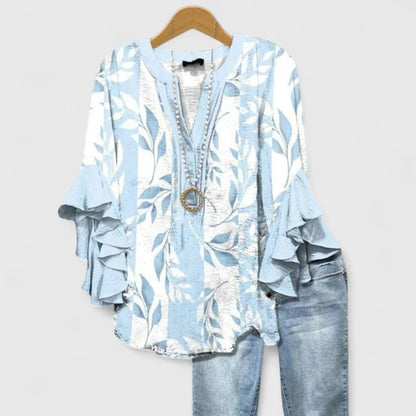 Solenne | Floral Ruffle Sleeve Blouse
