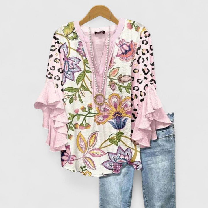Solenne | Floral Ruffle Sleeve Blouse