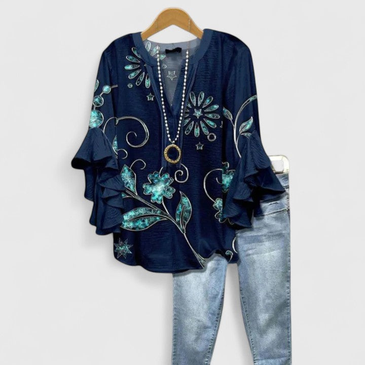Solenne | Floral Ruffle Sleeve Blouse
