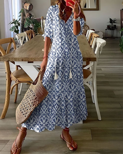 Honorine | Tassel Tie-Front Boho Maxi Dress