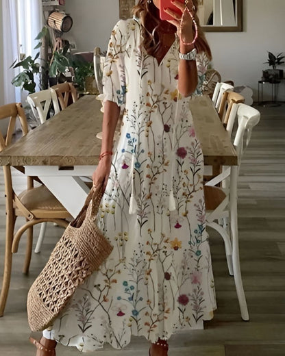 Honorine | Tassel Tie-Front Boho Maxi Dress