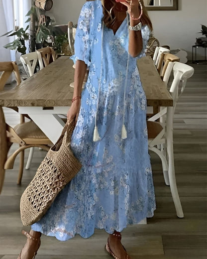 Honorine | Tassel Tie-Front Boho Maxi Dress