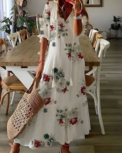Honorine | Tassel Tie-Front Boho Maxi Dress