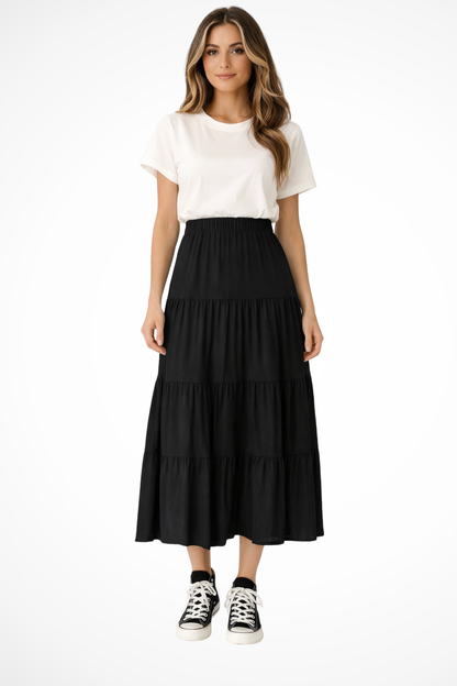 Penelle | High-Waist Tiered Maxi Skirt