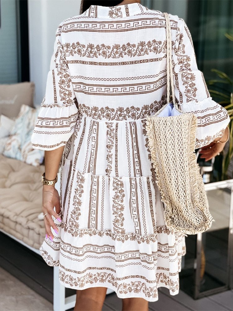 Rhiannon | Boho Printed Tiered Mini Dress