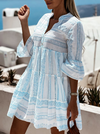 Rhiannon | Boho Printed Tiered Mini Dress