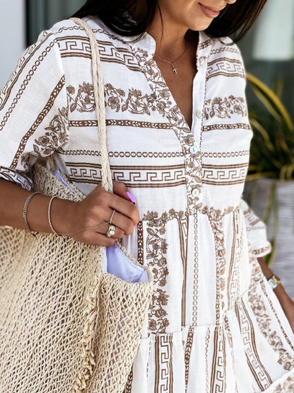 Rhiannon | Boho Printed Tiered Mini Dress